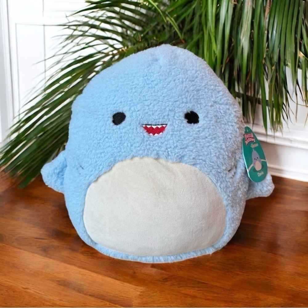 Squishmallows Fuzz-A-Mallows “Davie” Blue Shark Plush – 12” with Tags